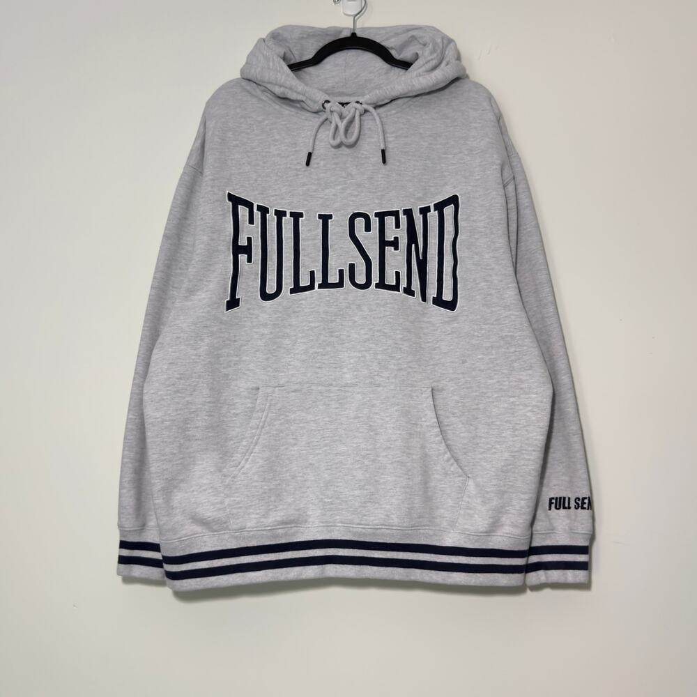 FULL SEND Heavy Grey Navy Embroidered Hoodie Sweatshirt  Size M Medium